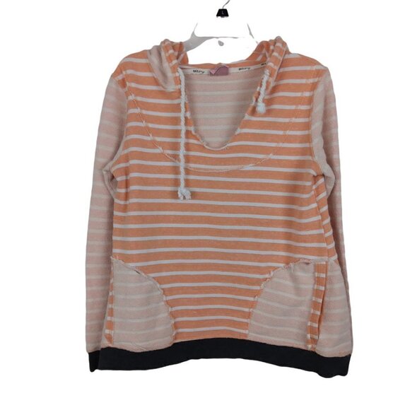 BKE Lounge | Distressed Raw Edge Stripe Hoodie | Size M - Picture 1 of 10